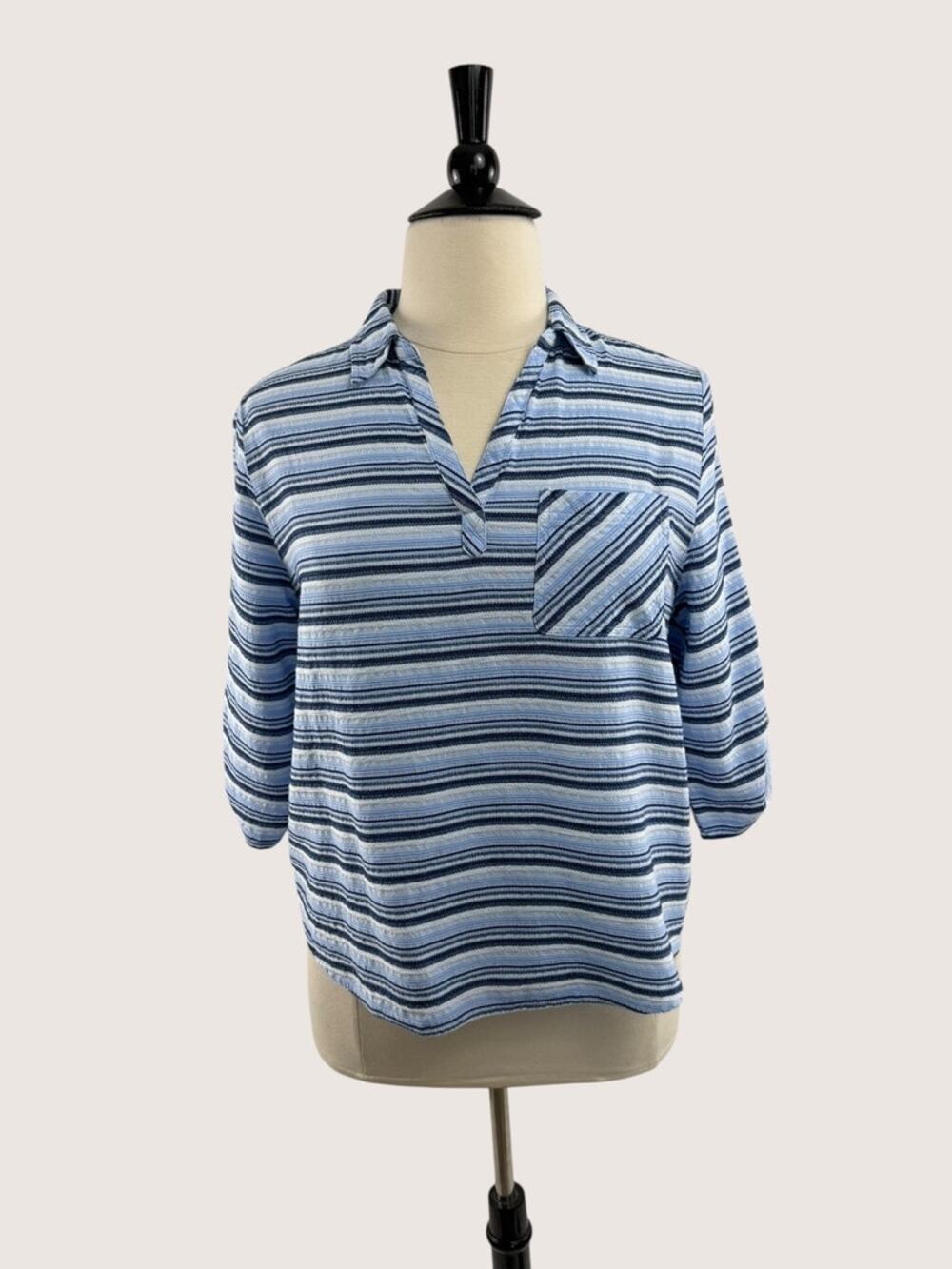 Chico's Shades of Blue Striped Tunic, Size 3 (XL/16)